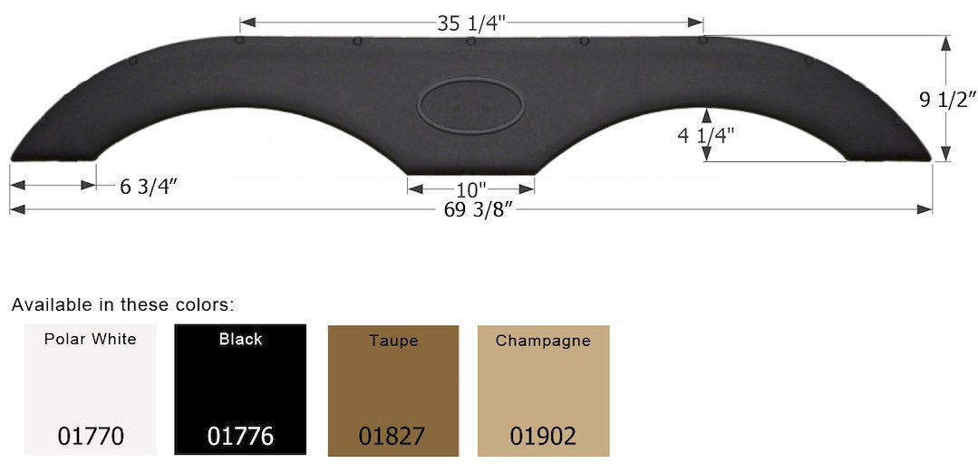 Icon 01770 Tandem Axle Fender Skirt Fs1770 For Keystone - Polar White