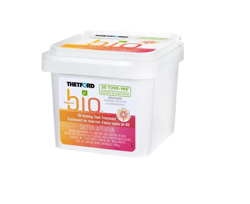 Thetford Aquabio Rv Holding Tank Treatment Orange Twist Scent, Formaldehyde Free, Septic Tank Safe Waste Digester And Deodorizer 30 Count Toss-Ins, 1 Count (Pack Of 1)