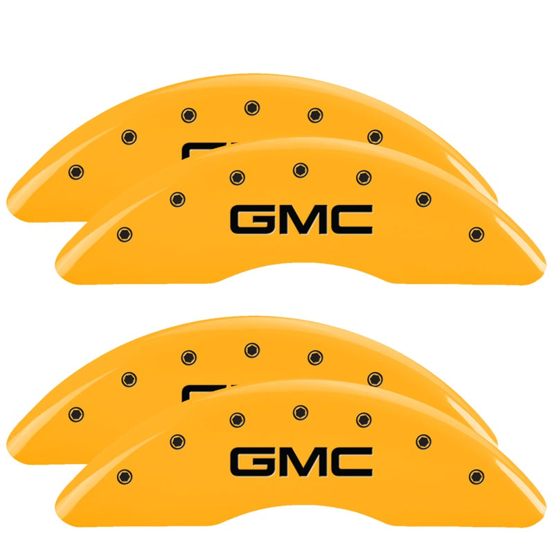 Mgp Caliper Covers 34219Sgmcyl Gmc Yellow Powder Coat Finish, Black Characters, Set Of 4
