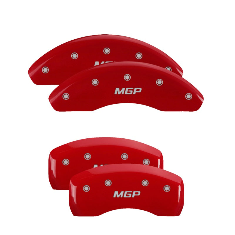 Mgp Caliper Covers 26222Smgprd Mgp Red Powder Coat Finish, Silver Characters, Set Of 4
