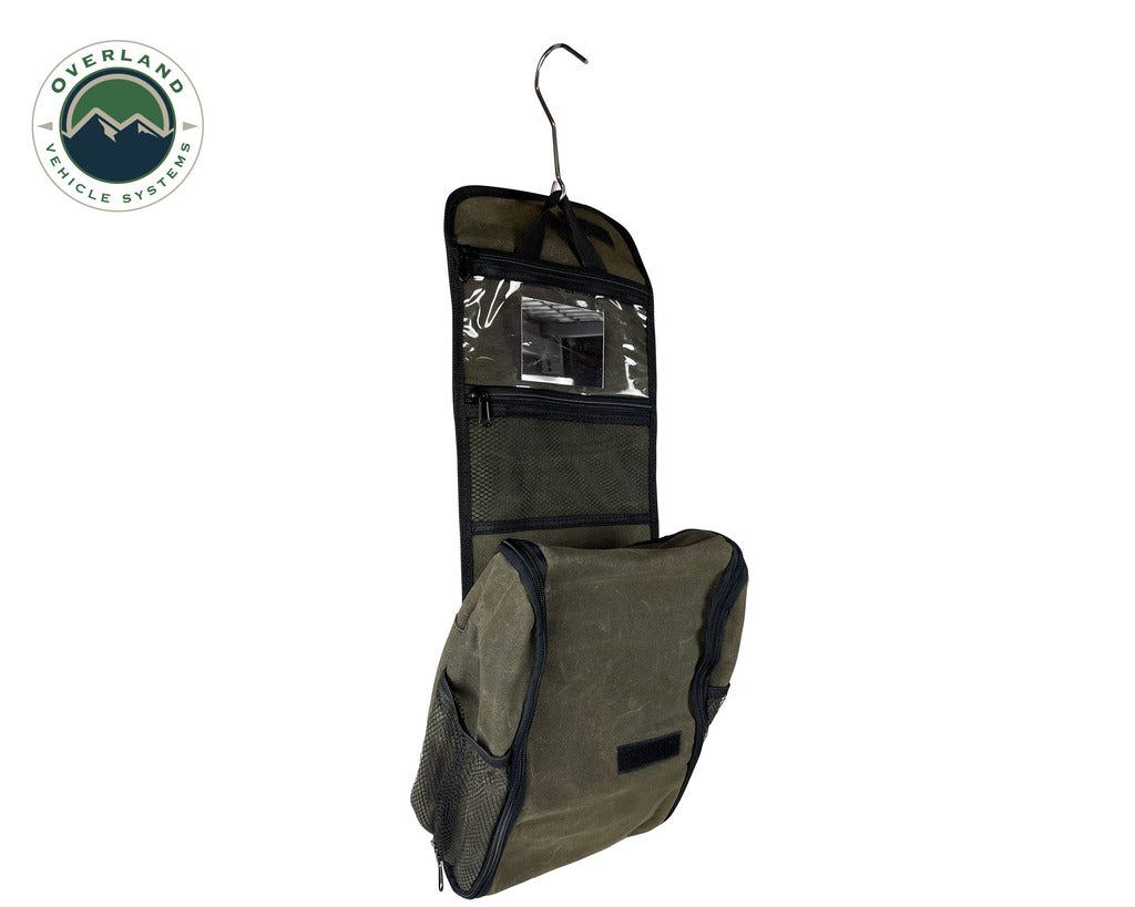 Overland Vehicle Systems Overnight Bag With Handle & Straps - #16 Waxed Canvas Storage - Infused With Paraffin Wax Waterproofing - Doubled Reinforced Stitching