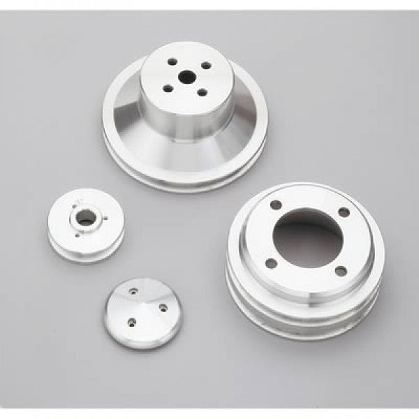 March Performance 1625 Performance Series Clear Powdercoat Aluminum V-Belt Pulley Kit - Set Of 3