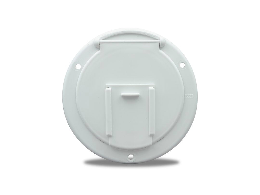 Thetford|B&B Molders Rv Replacement Parts And Accessories Camper Round Electrical Cable Cord/Jack Cover Hatch With Back Polar White Pn 94328