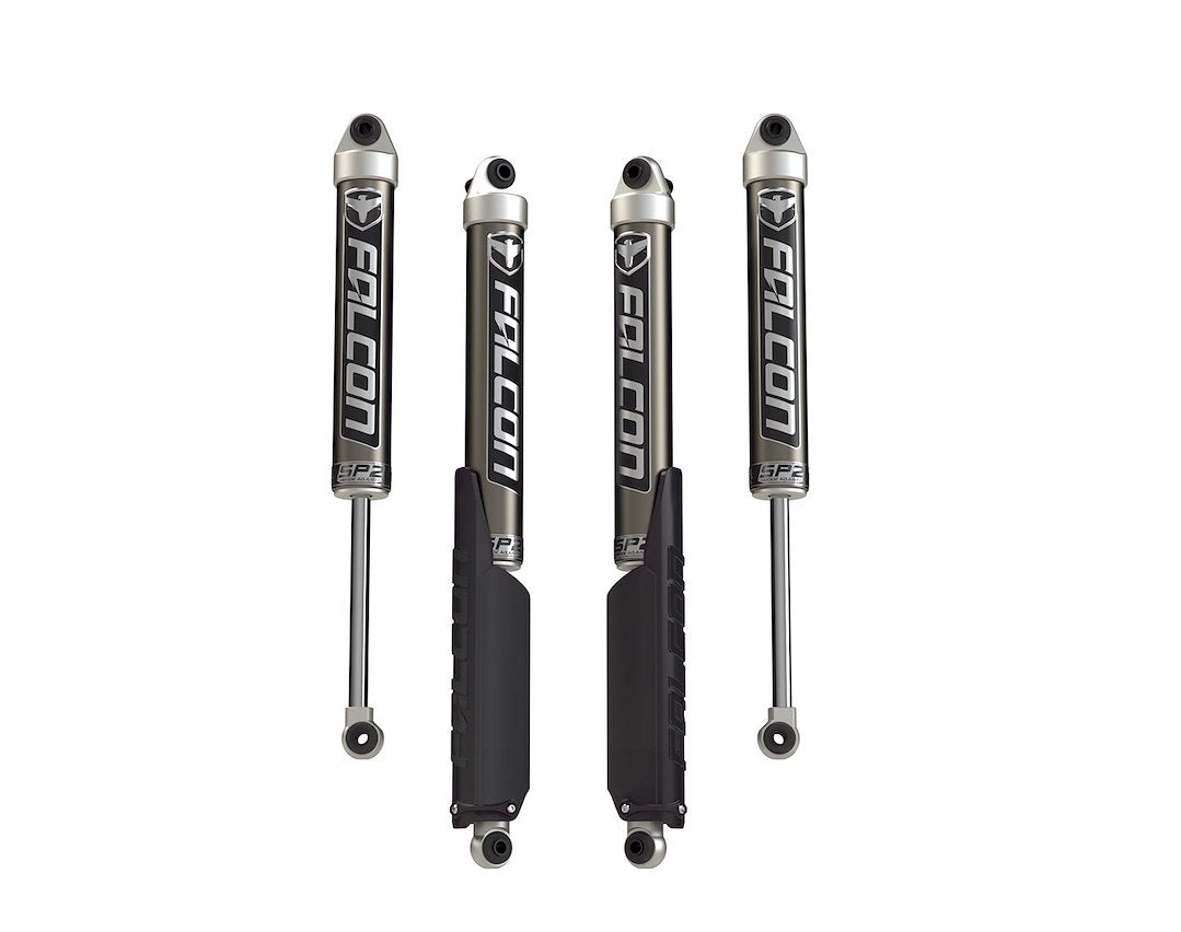 Falcon SP2 Monotube Shocks for JLU 4-Door Jeep, 2-3.5” Lift, Black, Aluminum, Model 11-02-21-400-