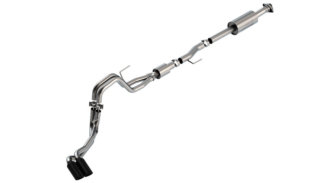 Borla 140874Bc Cat-Back Perf. Exh. Sys. For 2021-2023 F-150 V8 (Exc. Tremor & Black Appear. Pkg.) S-Type Sound Dual Right Side Exit Dual 4' Round Black Chrome Tip On Each Tailpipe