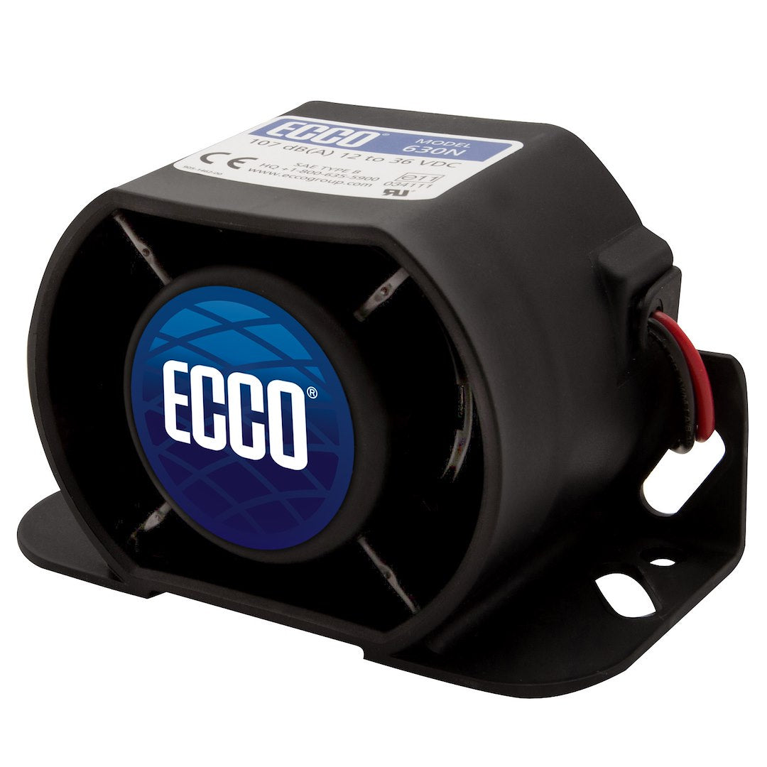 ECCO 630N Back-Up Alarm - Black, Reliable Safety Alert System for Vehicles
