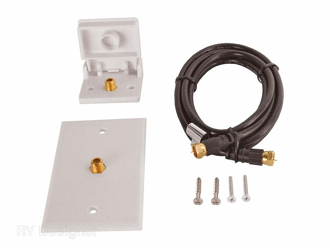 Rv Designer T201, Tv Hook Up Installation Kit, White