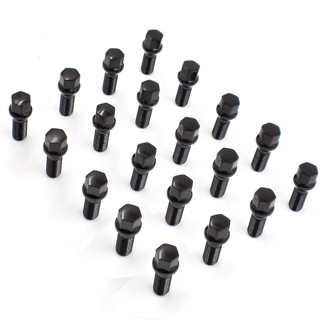 Wheel Accessories Parts 20 Pcs Lug Nut Set M12 X 1.25 12X1.25 Thread Acorn Seat Lug Bolts 17Mm Hex 28Mm Thread Length Black Lug Nuts For Chrysler 200 | 2016+ Jeep Cherokee | 2017+ Jeep Compass