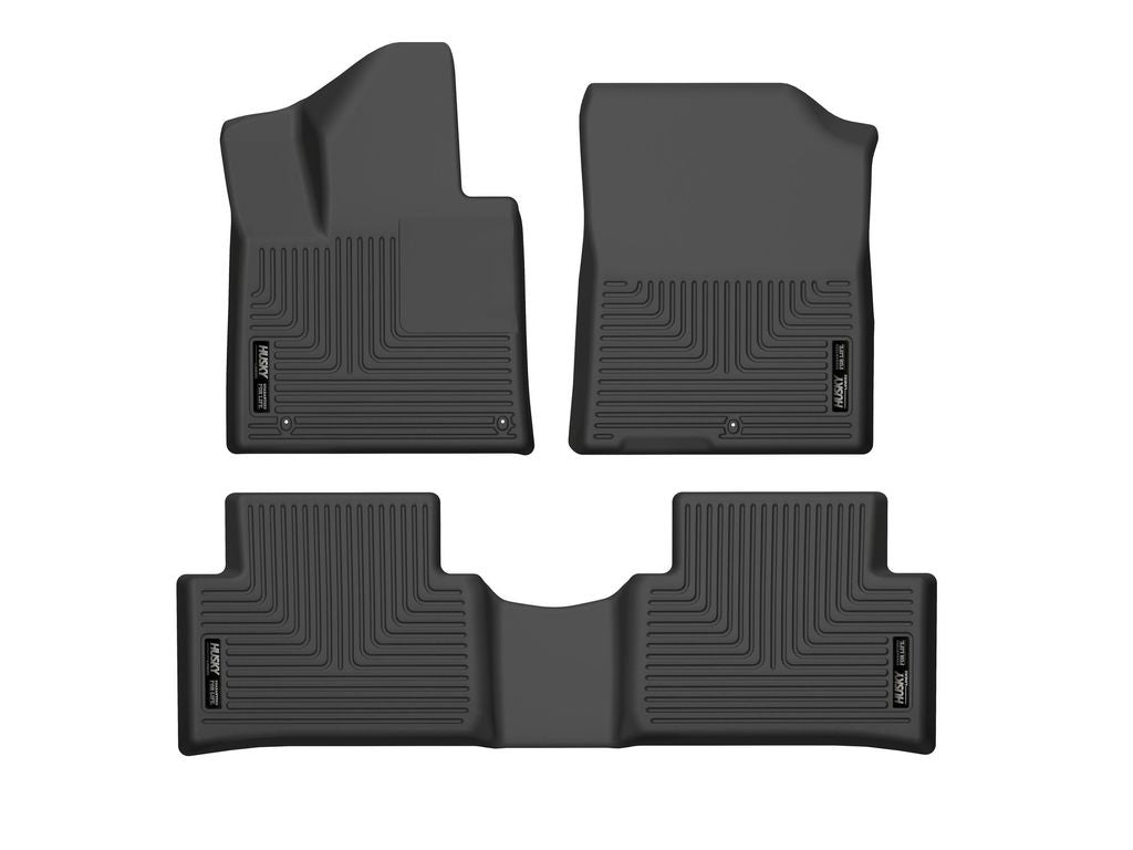Husky Liners Weatherbeater Floor Mats | Fits 2021-2024 Kia Sorento (Excludes Hybrid) | Front & 2Nd Row, 3-Pc Black - 95841