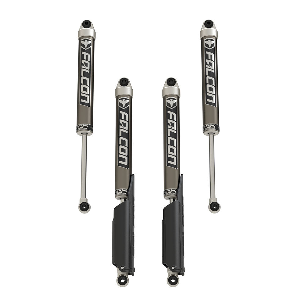 Falcon SP2 2.1 Monotube Shocks for 2-3.5” Lift - Black, Aluminum, Model 14-02-21-400-200 (Set of