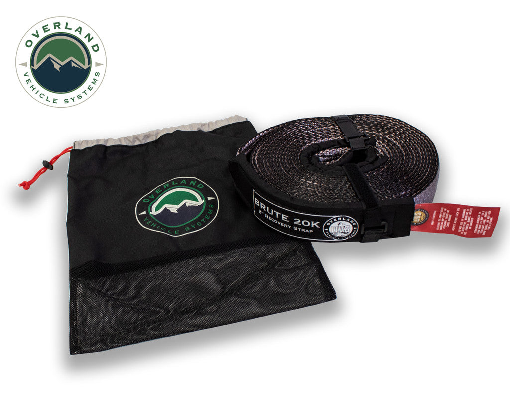 Overland Vehicle Systems 19-5991: 2 Pack - Tow Strap 20,000 Lb. 2' X 30' Gray With Black Ends & Storage Bag