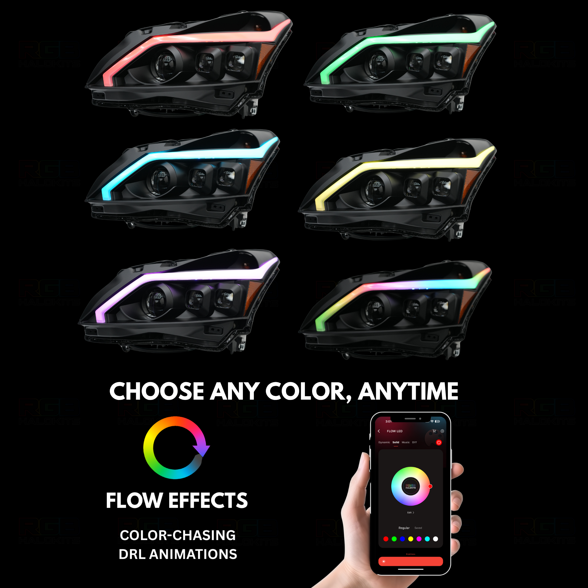 (2010–2013) Infiniti G37 Multicolor Flow DRL Boards (for Spyder Headlights only)