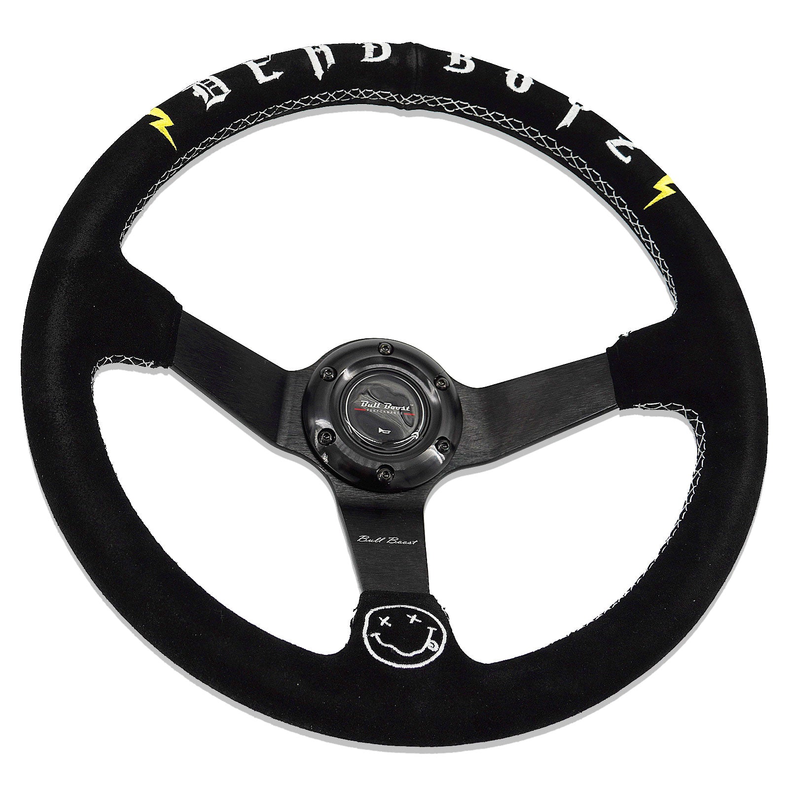 Deadboyz Universal 350mm 3"Deep Dish 6-Bolt Steering Wheel Black Suede