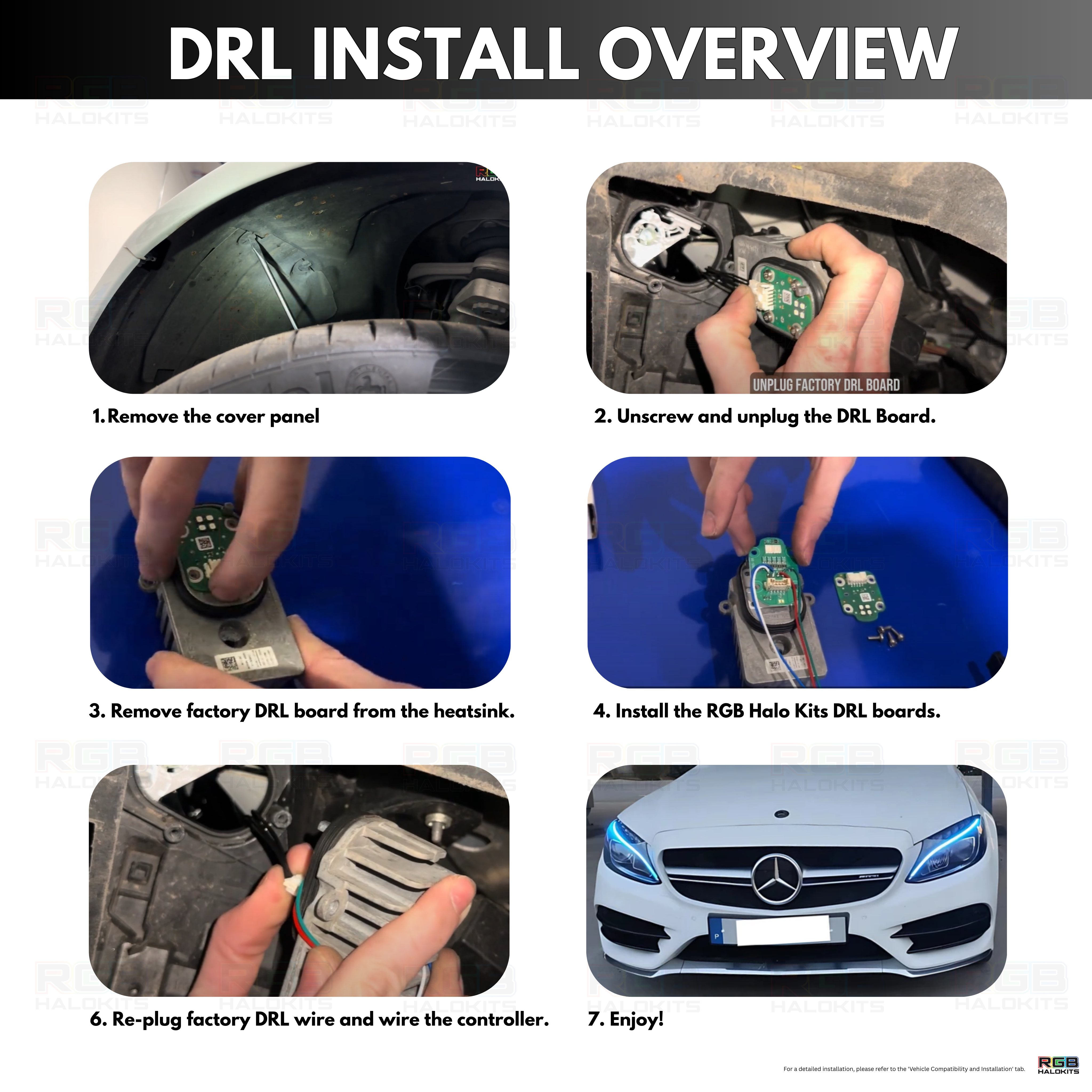 Mercedes Benz C-Class RGBW Multicolor DRL Boards (2015–2021)