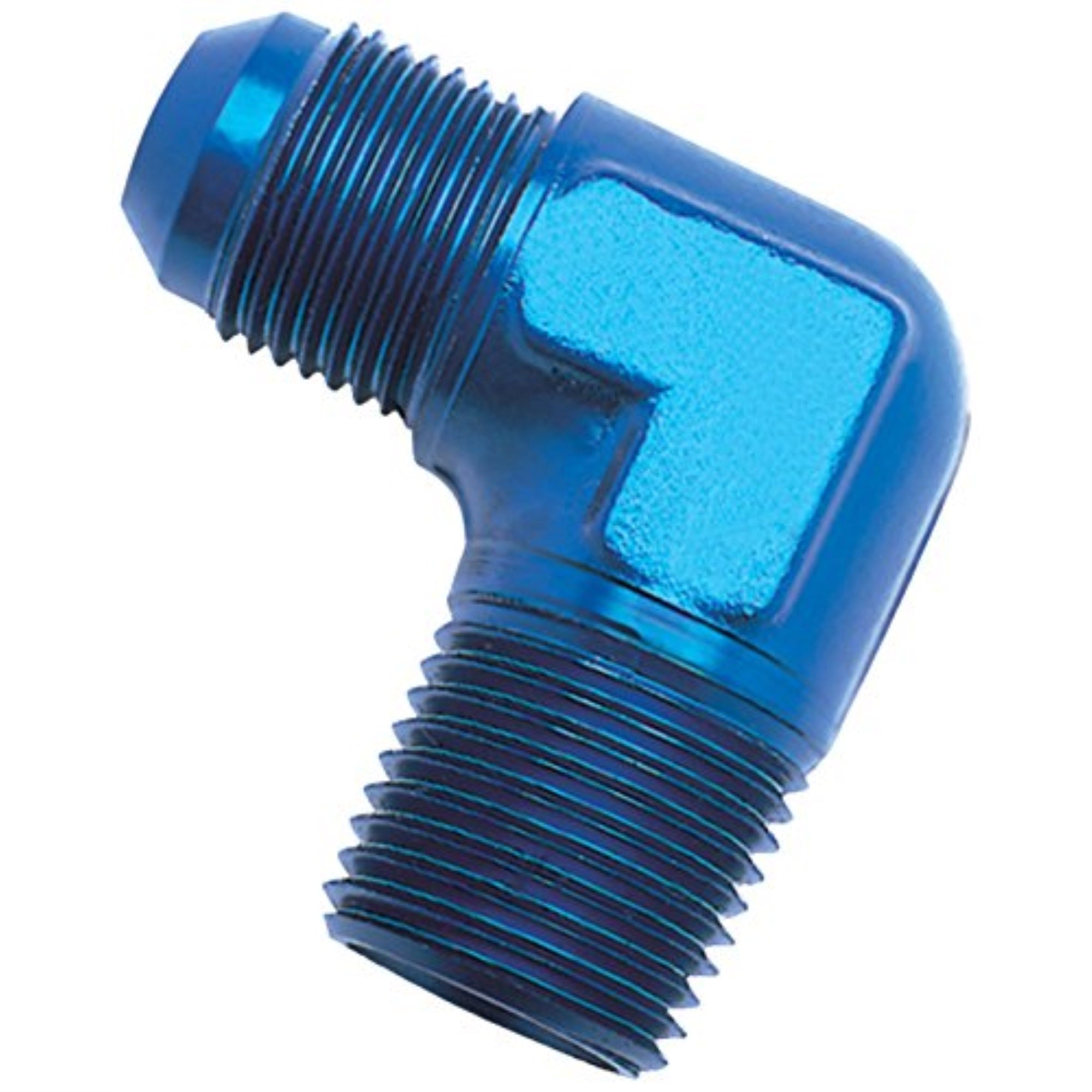 Edelbrock/Russell 660860 Blue Anodized Aluminum -8AN 90-Degree Flare to 3/8 Pipe Adapter Fitting