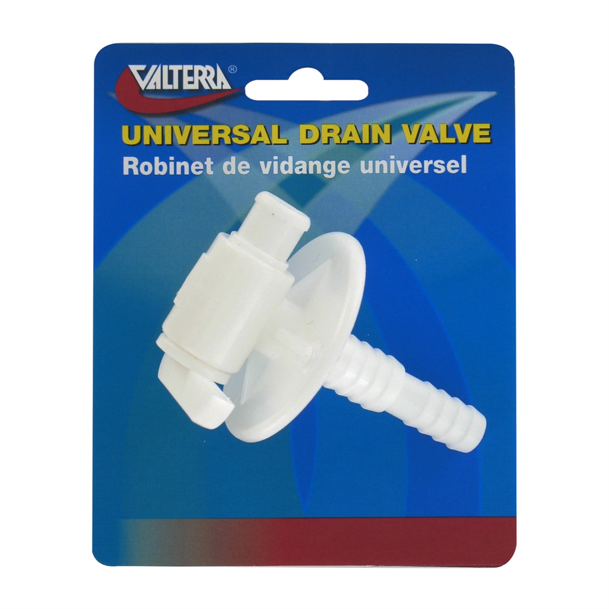 Valterra A01-2025Vp Universal Drain Valve - Barbed, White (Carded)