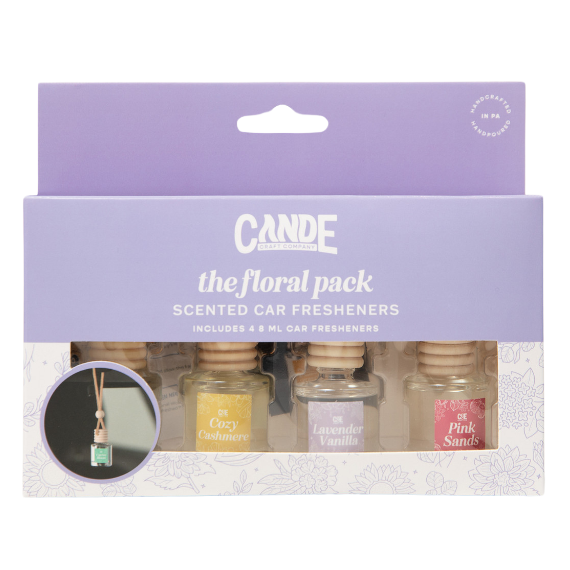 Floral 4 Pack Scented Car Fresheners Bundle