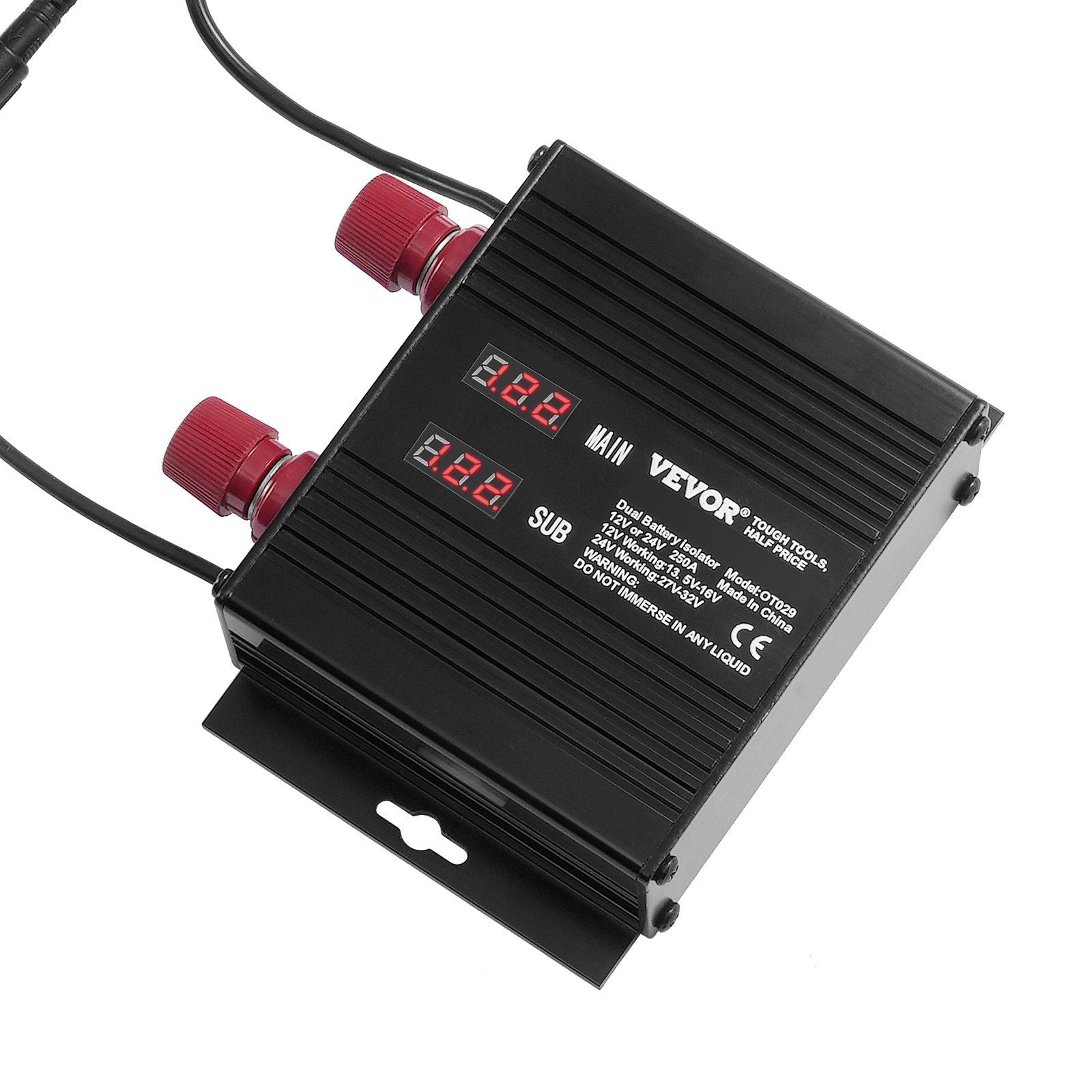 VEVOR 250 AMP Dual Battery Smart Isolator, 12V/24V, Universal VSR Voltage Sensitive Relay Battery Isolator Intelligent with LCD 