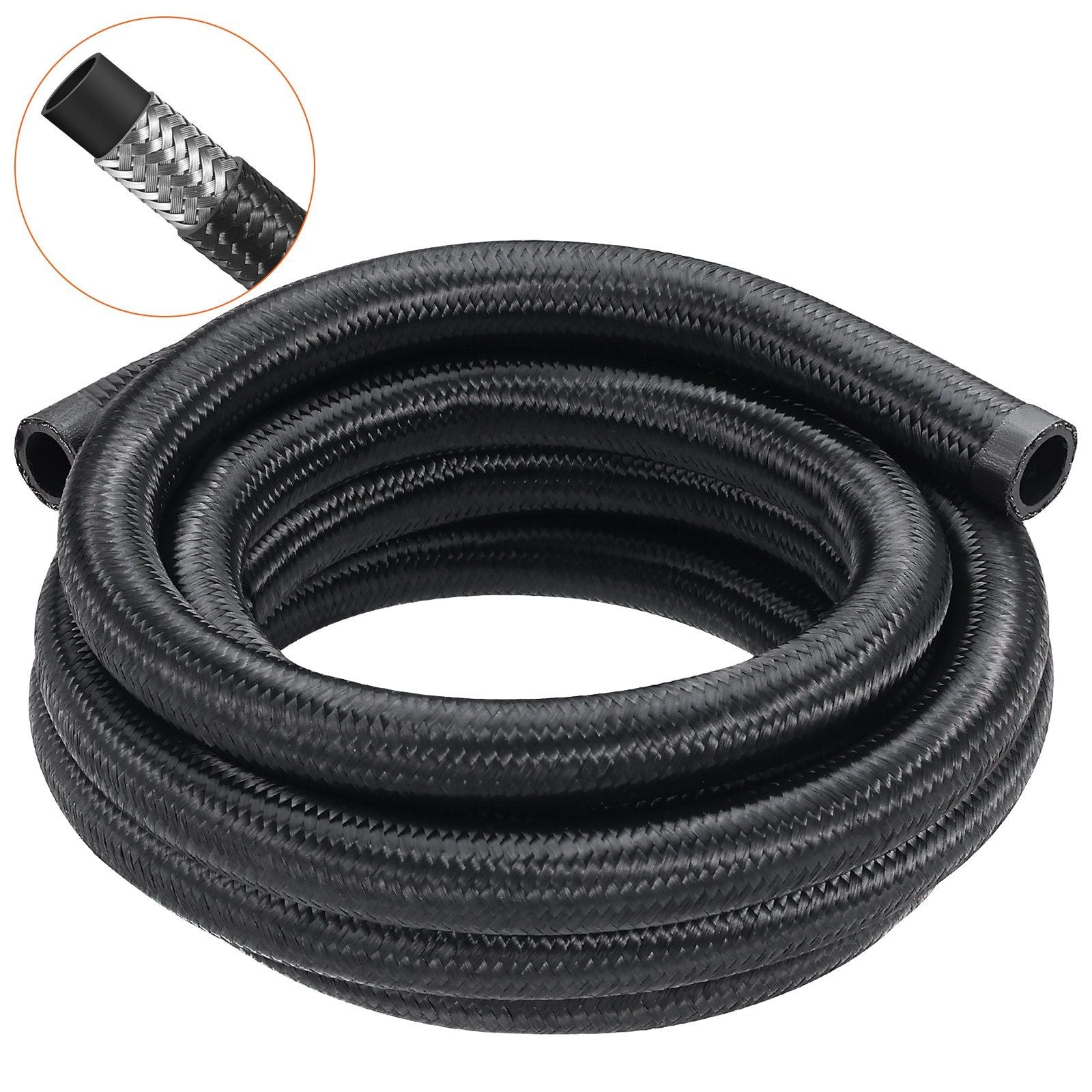 VEVOR 10AN Fuel Line Kit, 10 FT Fuel Hose Kit, 0.55'' Nylon Stainless Steel Braided Fuel Line Oil/Gas/Diesel Hose End Fitting Ki