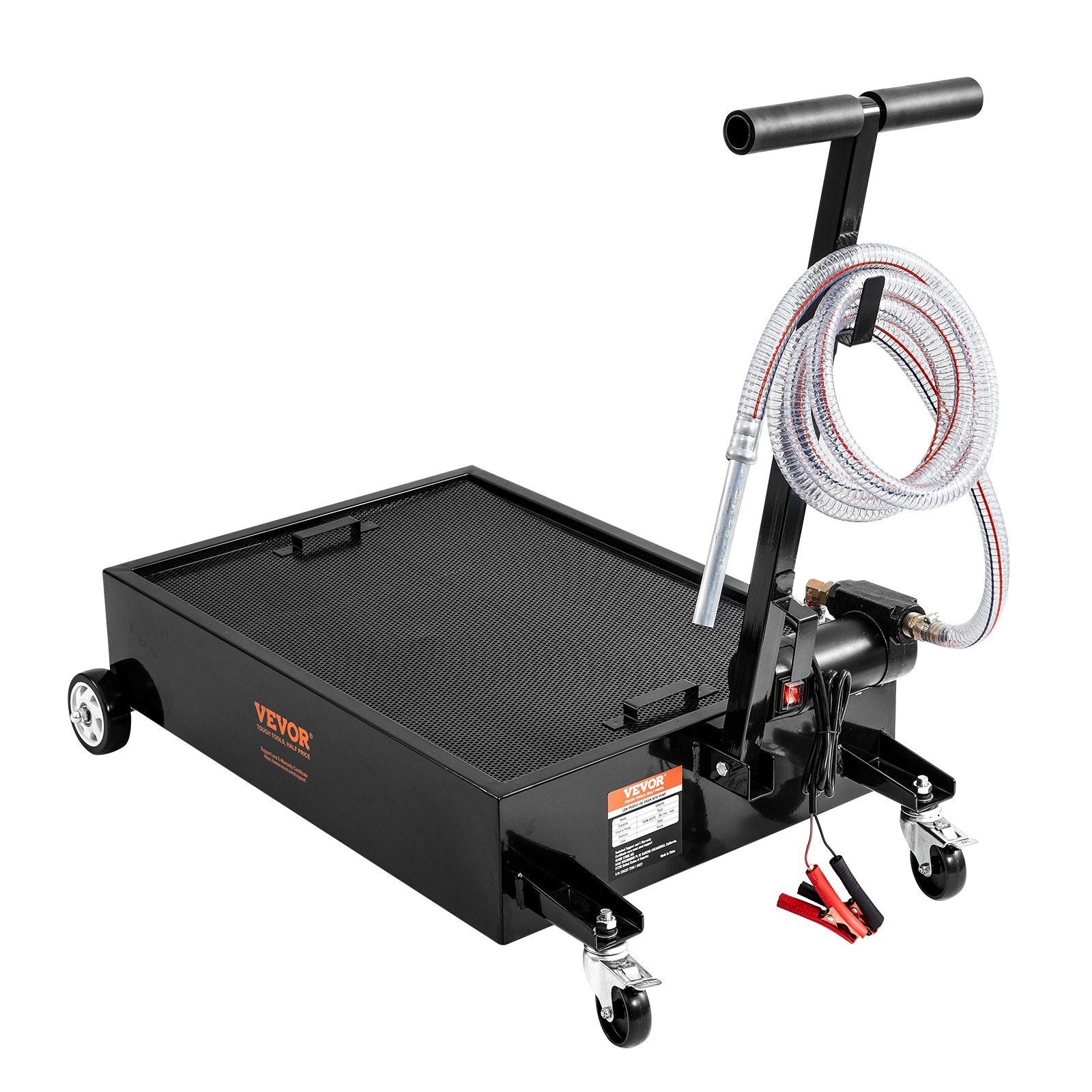 VEVOR Low Profile Oil Drain Pan, 15 Gallon Oil Drain Pan with Pump, Oil Change Pan with 180W Electric Pump, 8.2ft Hose & Folding