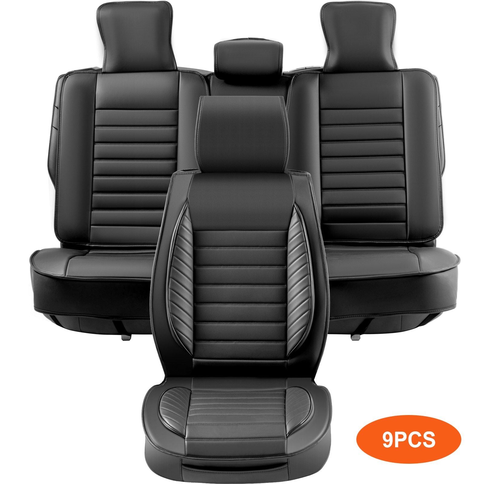 VEVOR Seat Covers, Universal Car Seat Covers Full Set Seats, Front and Rear Seat, 9pcs Faux Leather Seat Cover, Semi-enclosed De