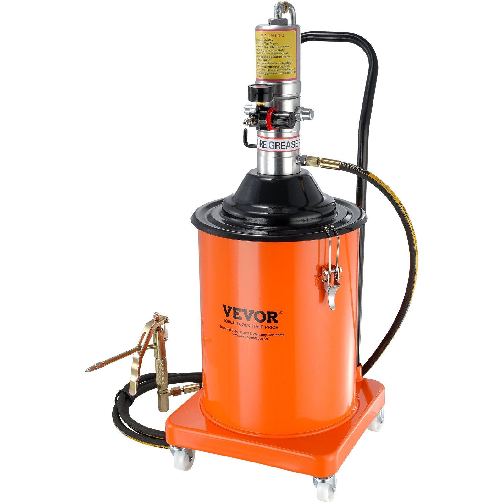 Grease Pump, 5 Gallon 20L, Air Operated Grease Pump with 13 ft High Pressure Hose and Grease Gun, Pneumatic Grease Bucket Pump w