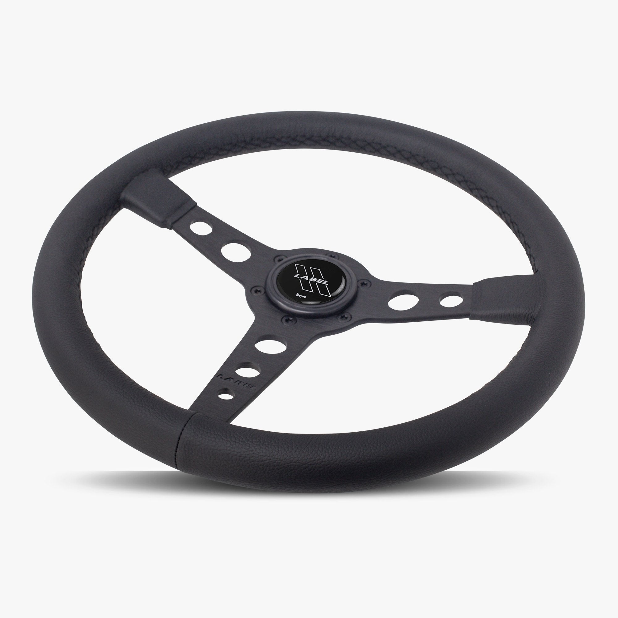 Label Gruppe Daytona 350mm Steering Wheel | Black Leather | Black Spokes | Black Stitch