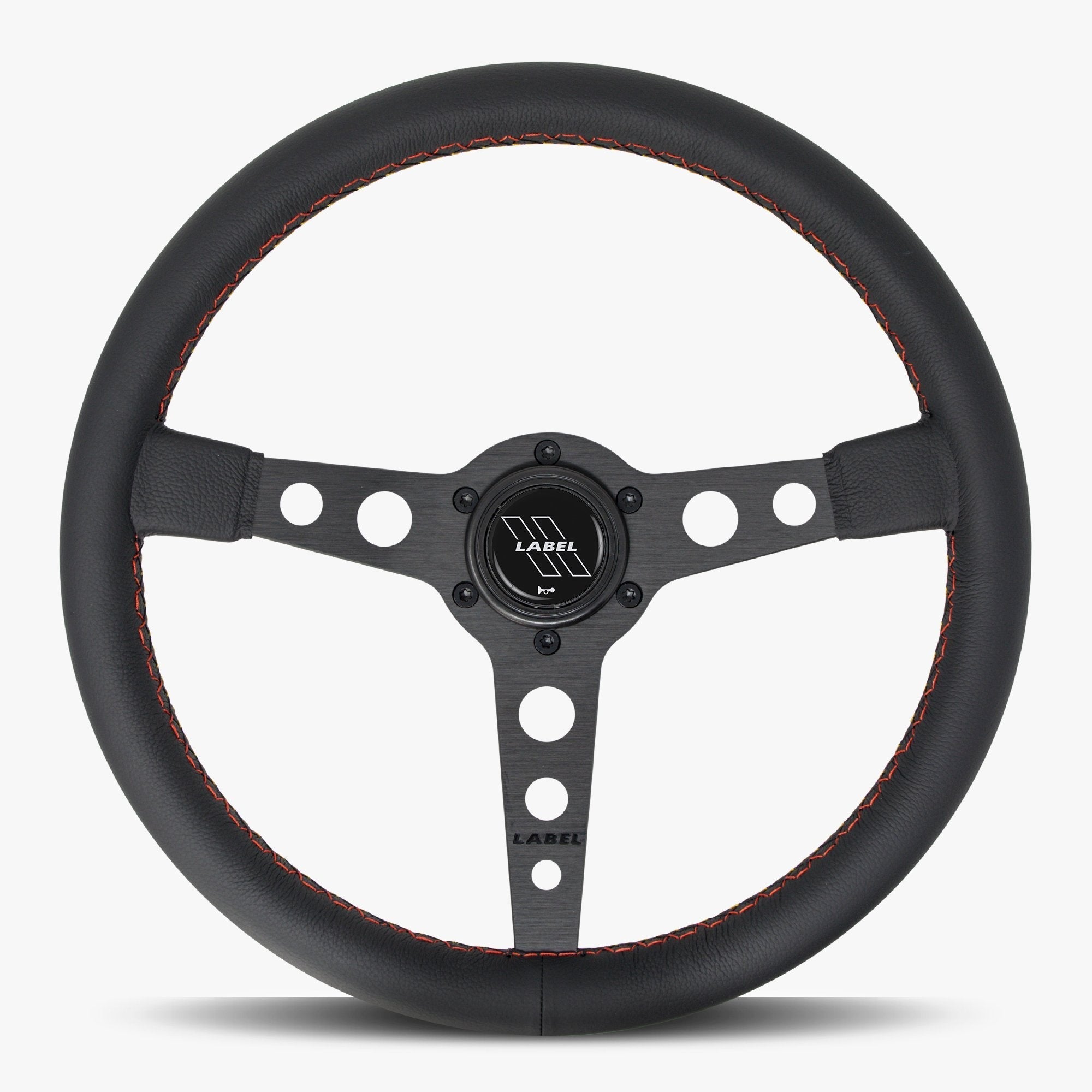 Label Gruppe Daytona 350mm Steering Wheel | Black Leather | Black Spokes | Euro Stitch