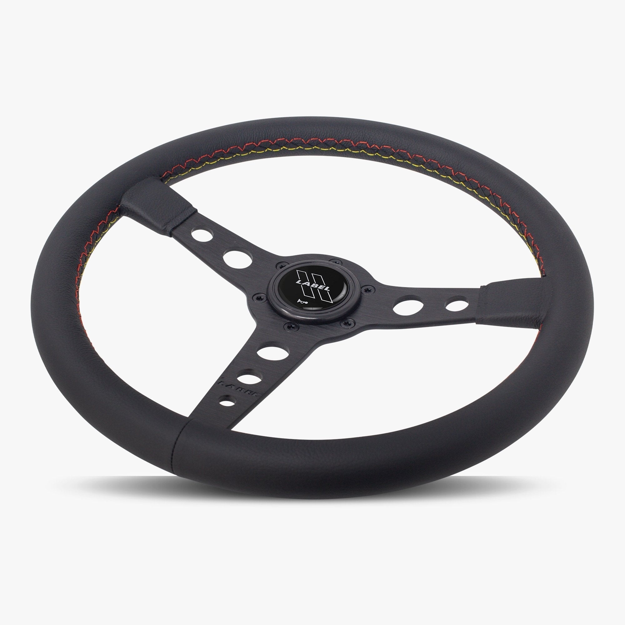 Label Gruppe Daytona 350mm Steering Wheel | Black Leather | Black Spokes | Euro Stitch
