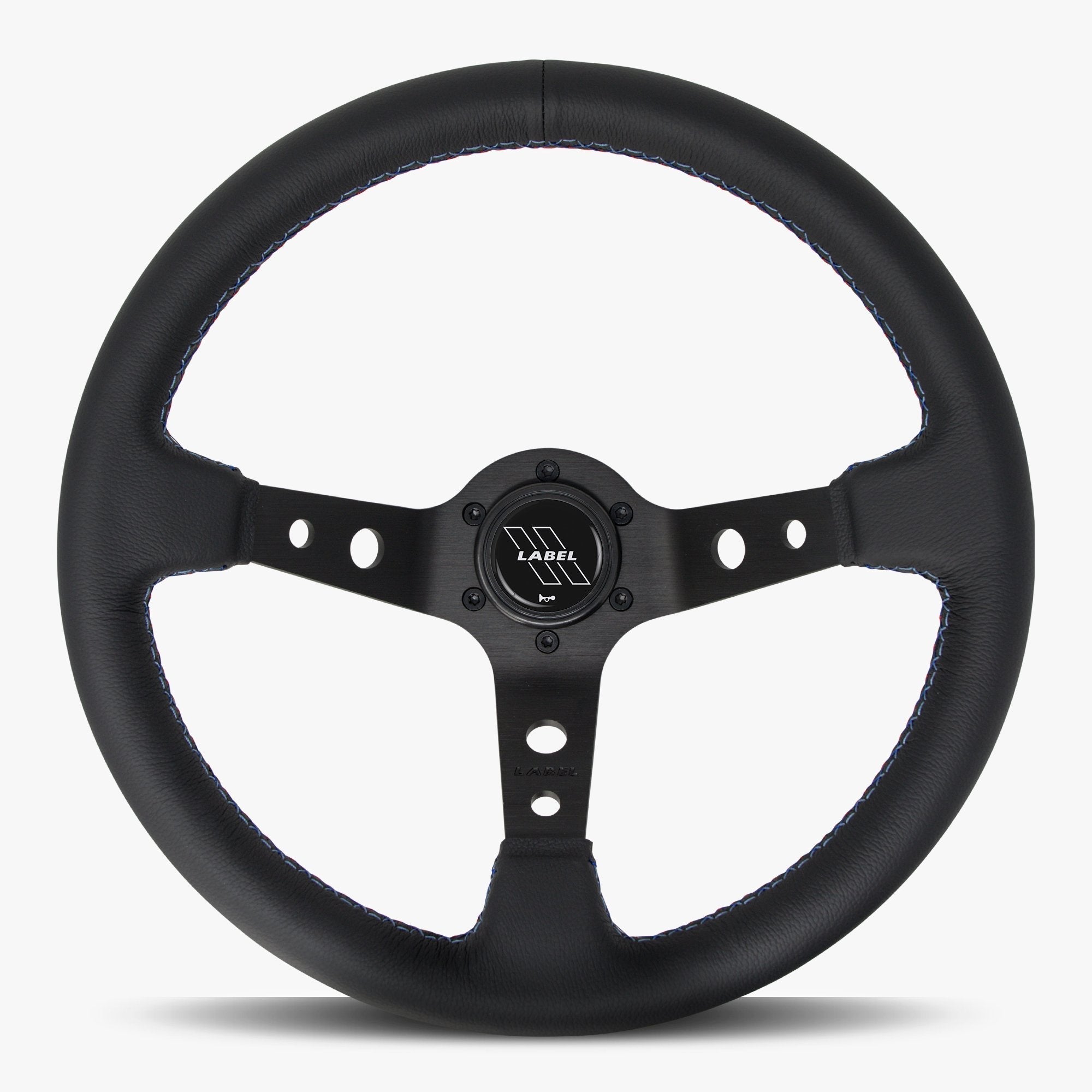 Label Gruppe Daytona 350mm Steering Wheel | Black Leather | Black Spokes | Bavarian Stitch
