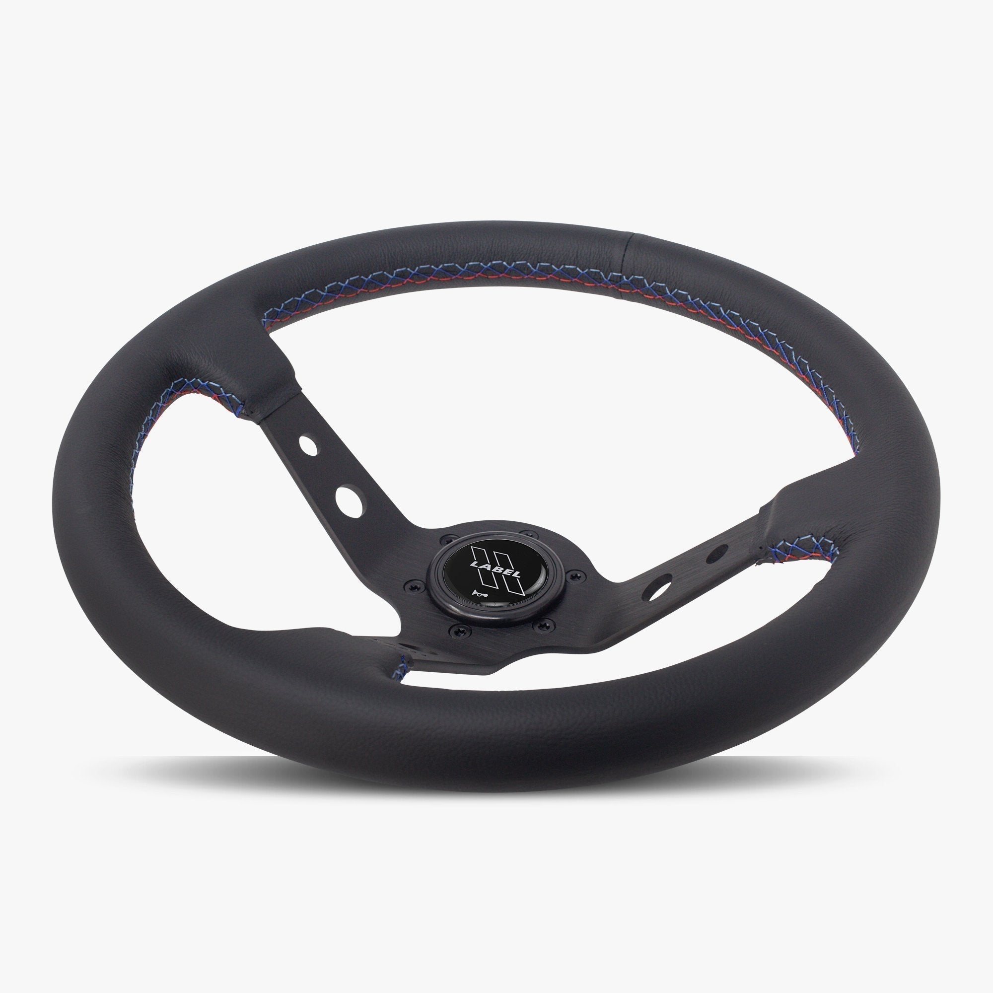 Label Gruppe Daytona 350mm Steering Wheel | Black Leather | Black Spokes | Bavarian Stitch