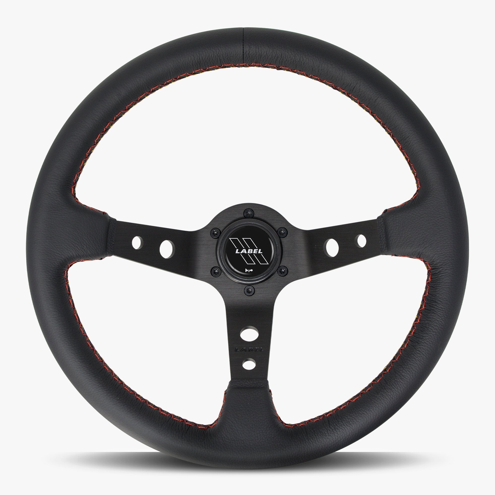 Label Gruppe Daytona 350mm Steering Wheel | Black Leather | Black Spokes | Euro Stitch