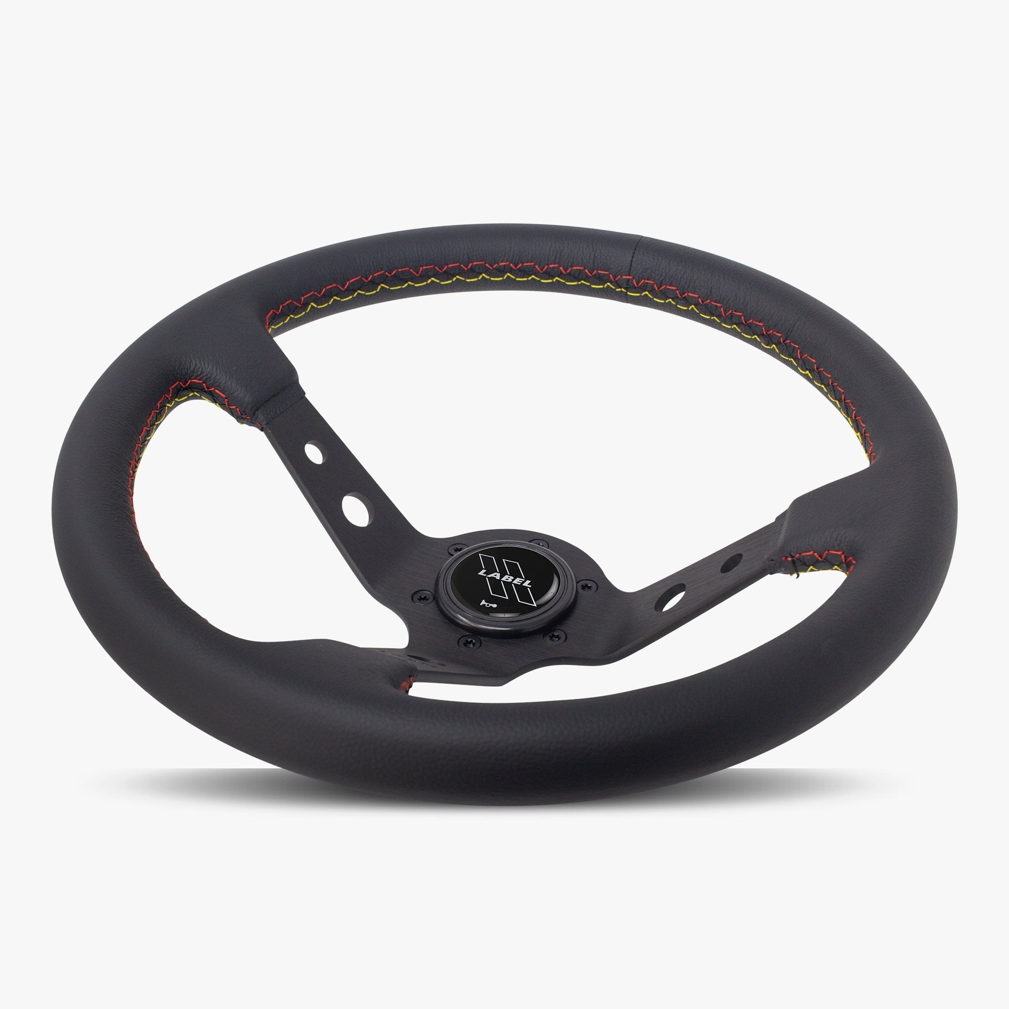 Label Gruppe Daytona 350mm Steering Wheel | Black Leather | Black Spokes | Euro Stitch