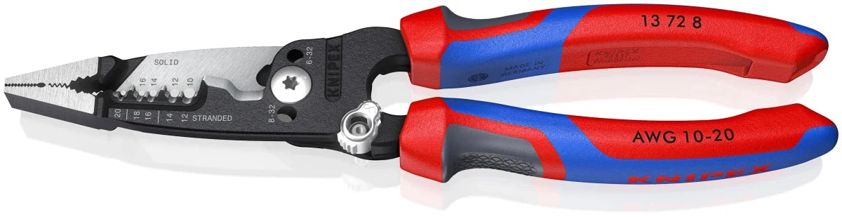 KNIPEX 8" Forged Wire Stripper 20-10 AWG with KNIPEXTEND Comfort Handles (13 72 8)