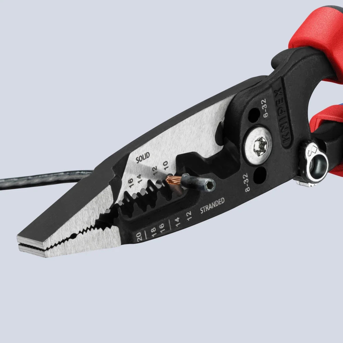 KNIPEX 8" Forged Wire Stripper 20-10 AWG with KNIPEXTEND Comfort Handles (13 72 8)