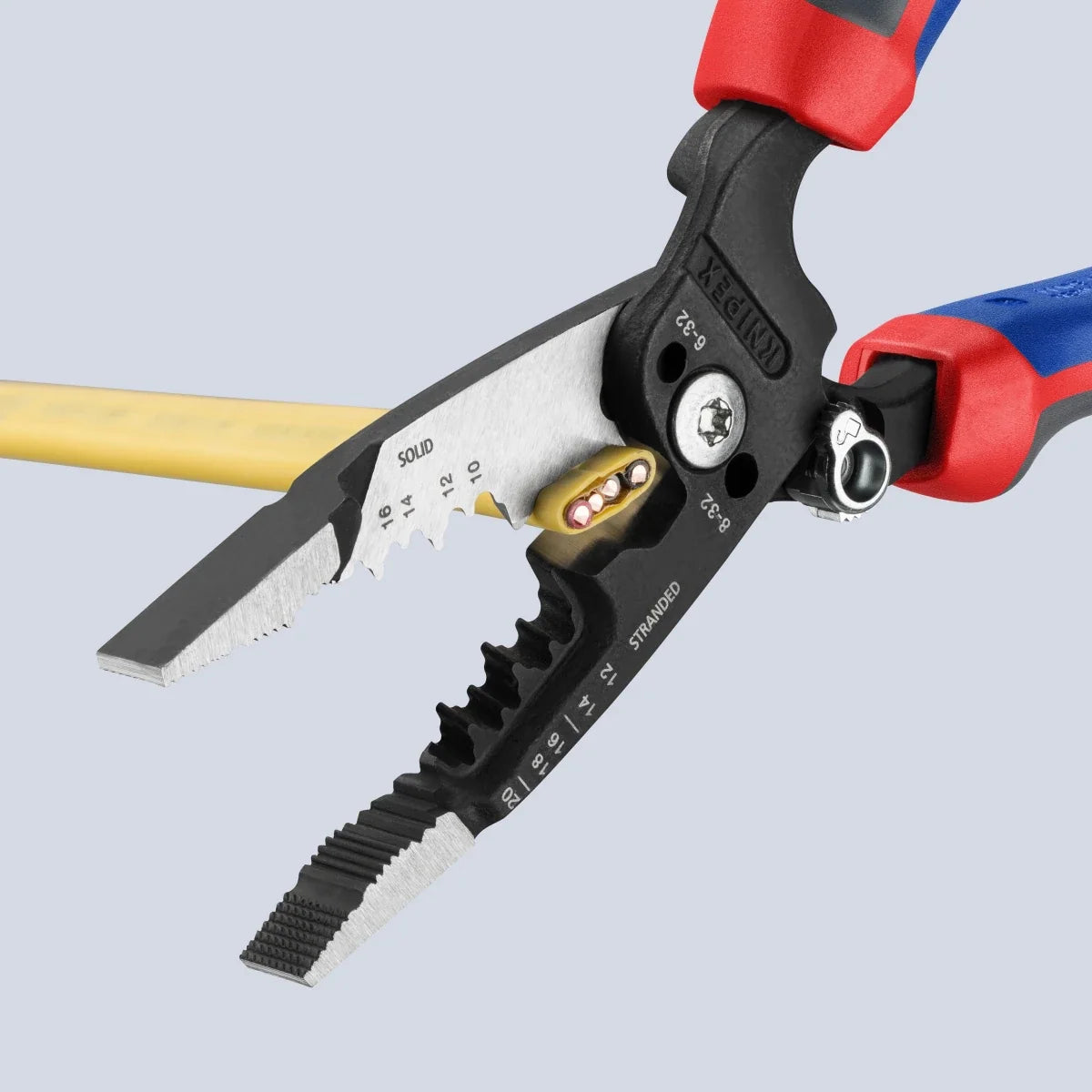 KNIPEX 8" Forged Wire Stripper 20-10 AWG with KNIPEXTEND Comfort Handles (13 72 8)