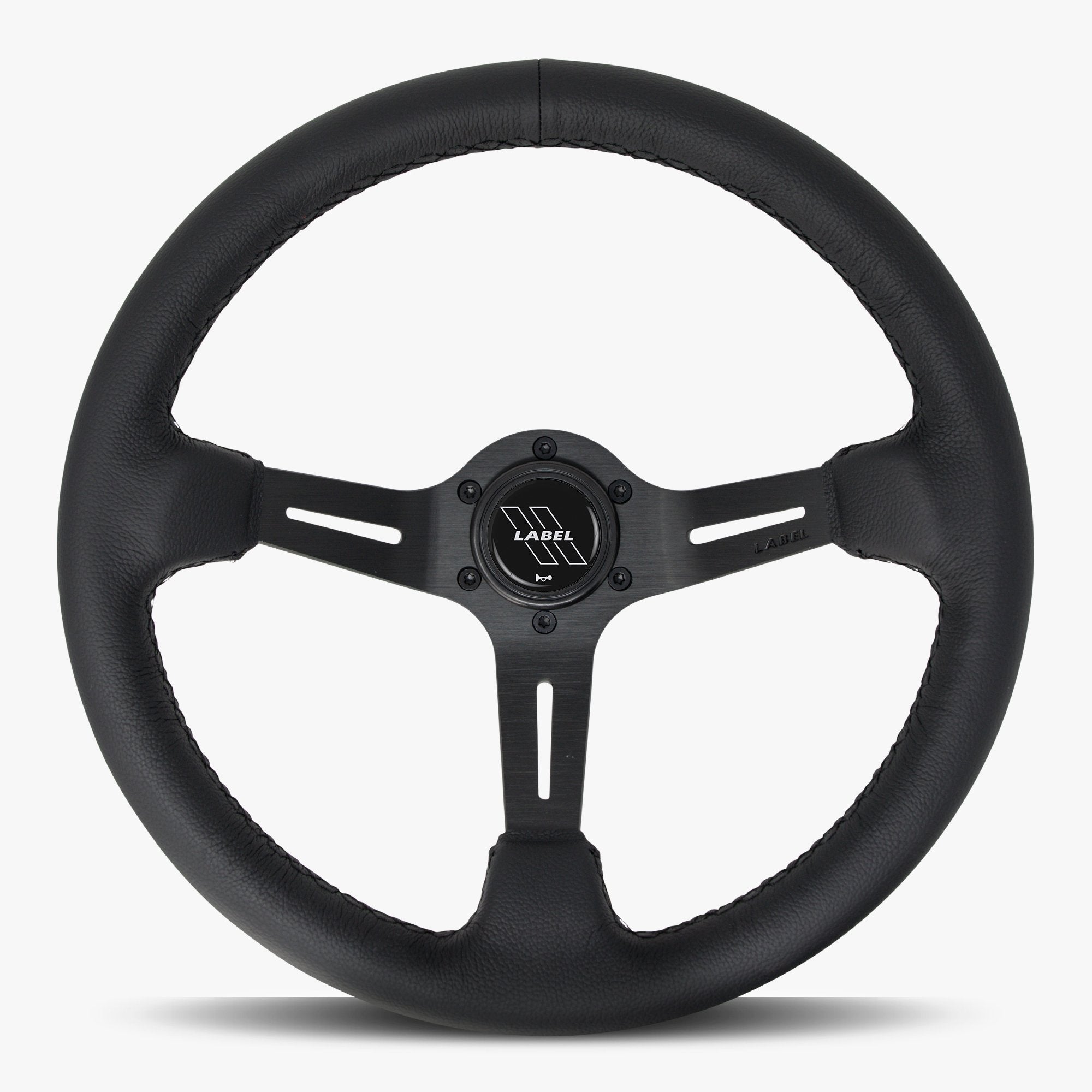 Label Gruppe Le Mans 350mm Steering Wheel | Black Leather | Black Spokes | Black Stitch