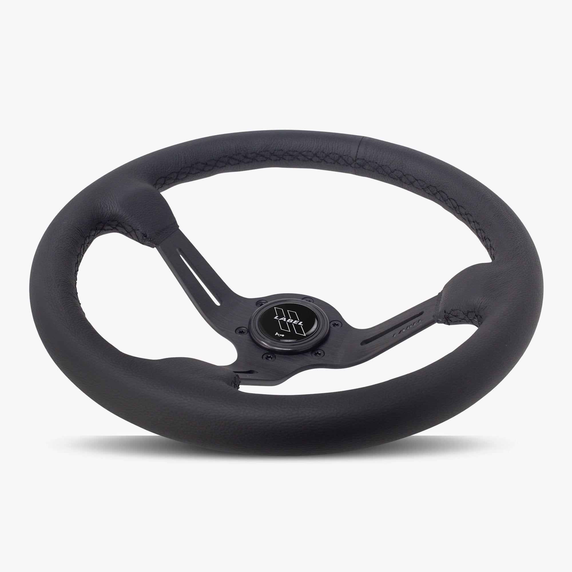 Label Gruppe Le Mans 350mm Steering Wheel | Black Leather | Black Spokes | Black Stitch