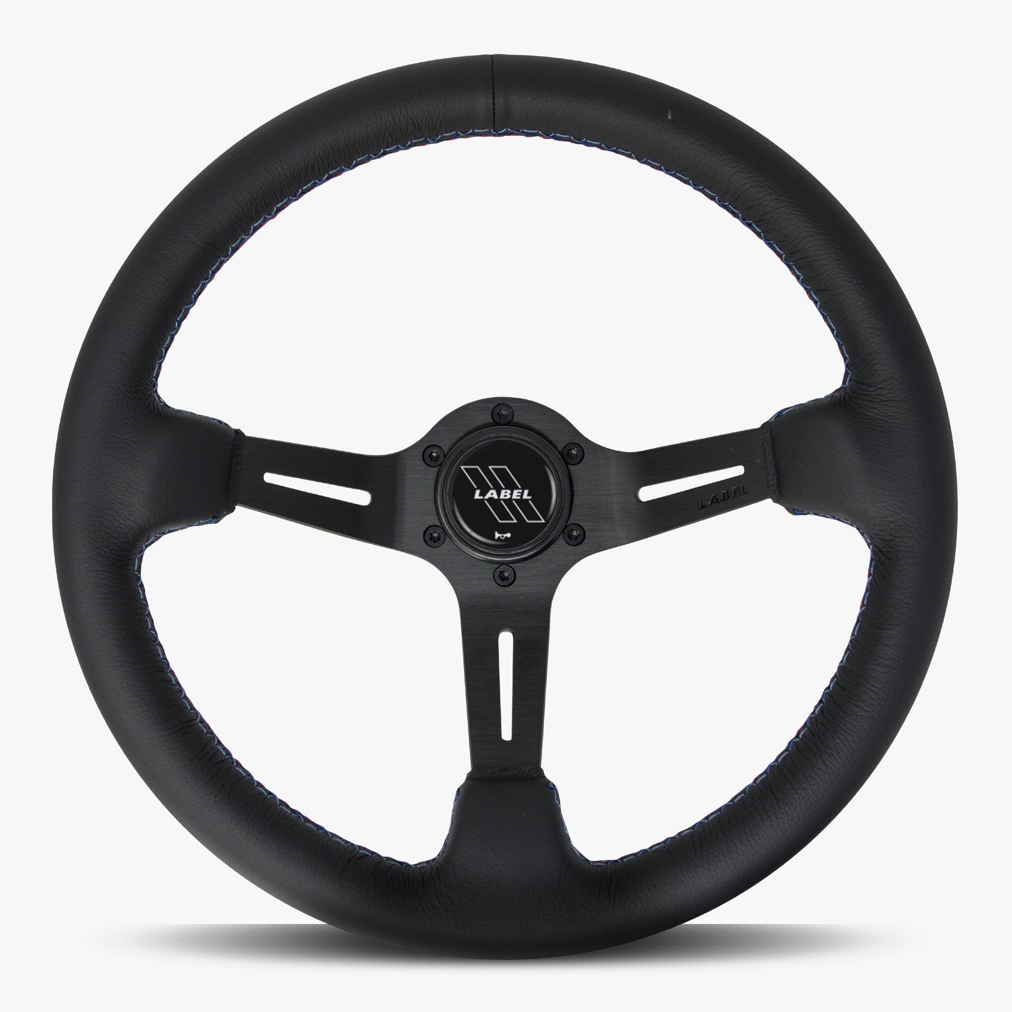Label Gruppe Le Mans 350mm Steering Wheel | Black Leather | Black Spokes | Bavarian Stitch