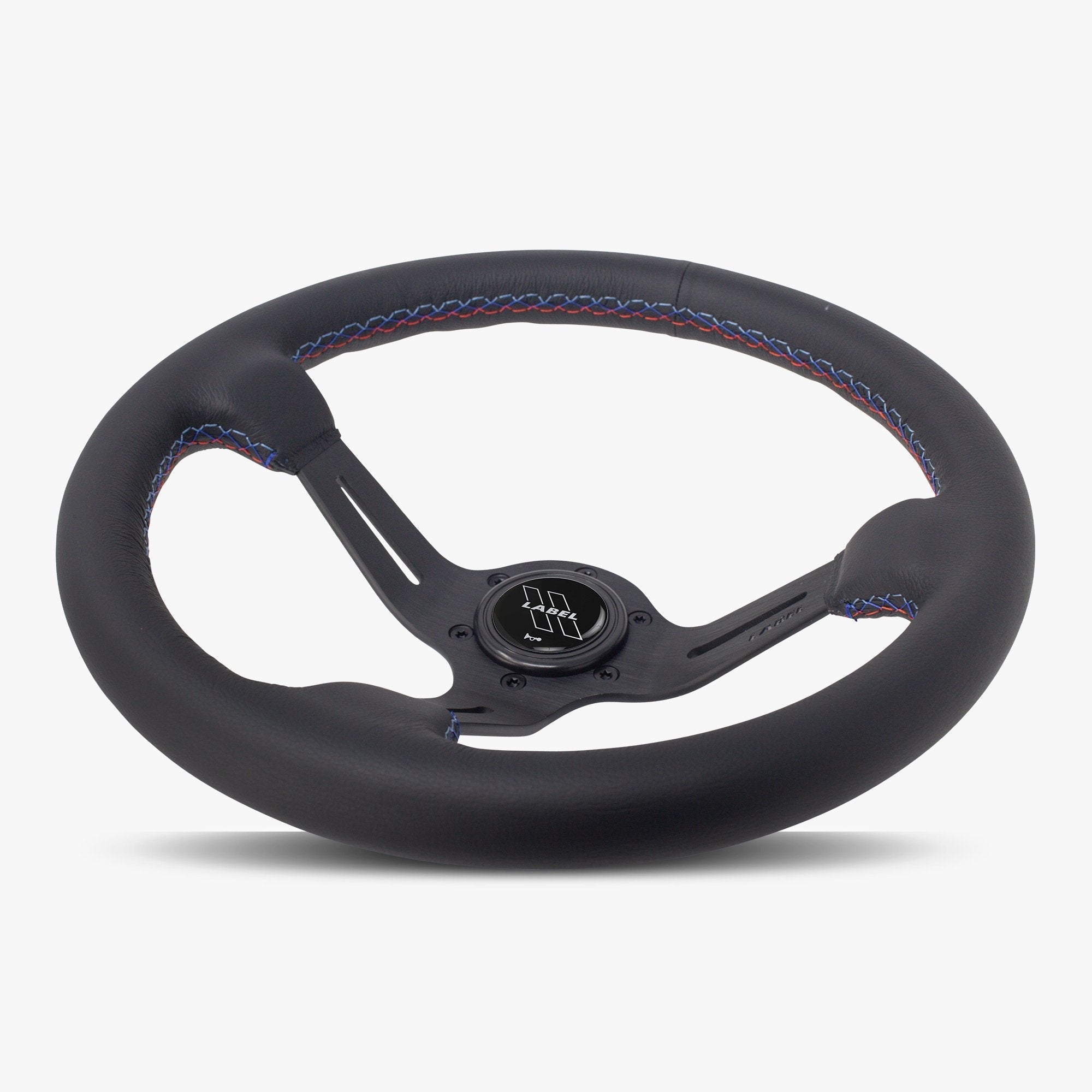 Label Gruppe Le Mans 350mm Steering Wheel | Black Leather | Black Spokes | Bavarian Stitch