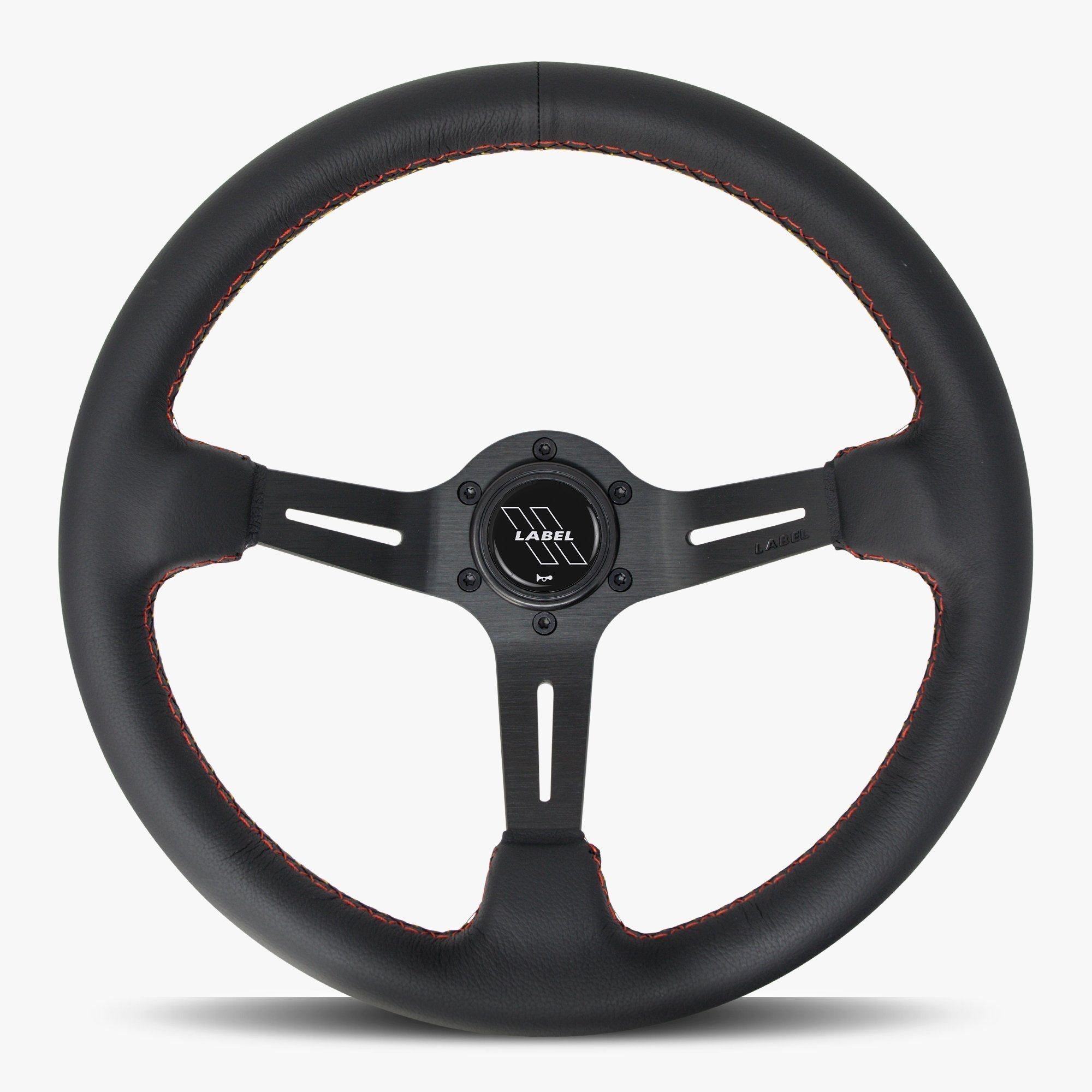 Label Gruppe Le Mans 350mm Steering Wheel | Black Leather | Black Spokes | Euro Stitch