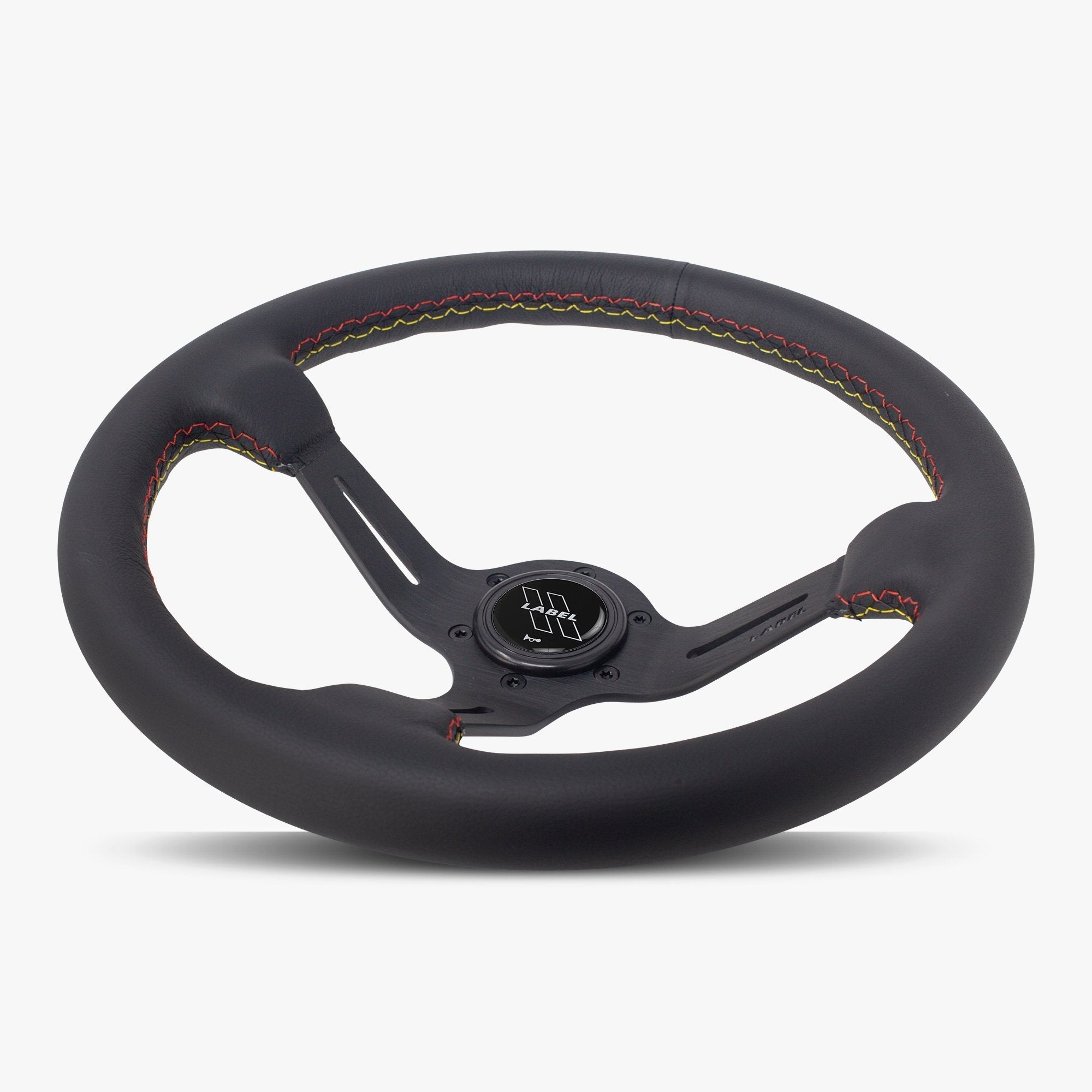 Label Gruppe Le Mans 350mm Steering Wheel | Black Leather | Black Spokes | Euro Stitch