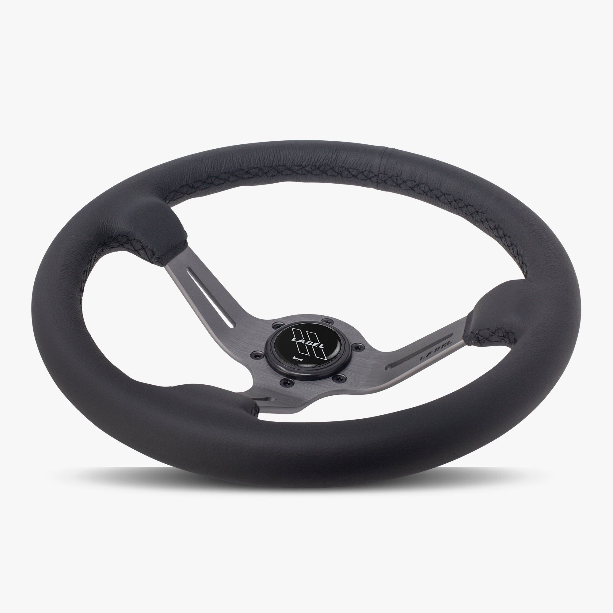 Label Gruppe Le Mans 350mm Steering Wheel | Black Leather | Graphite Spokes | Black Stitch