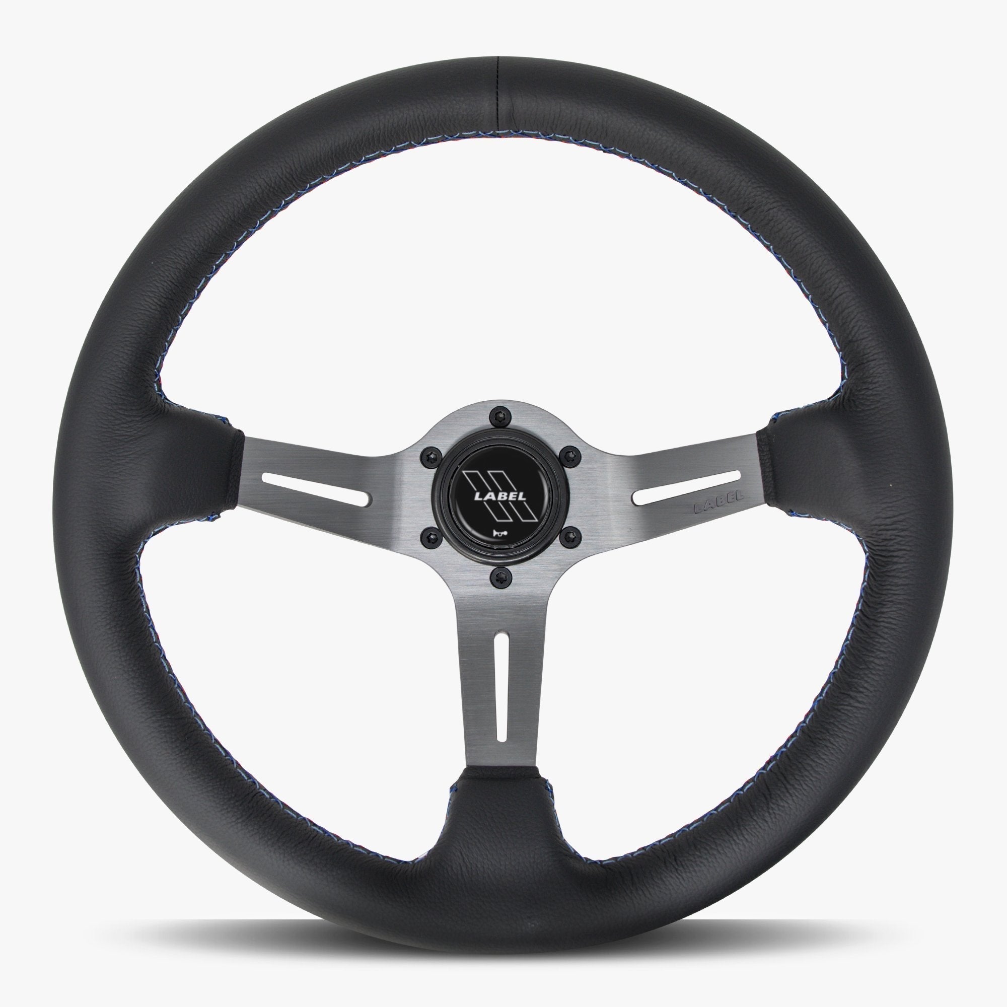 Label Gruppe Le Mans 350mm Steering Wheel | Black Leather | Graphite Spokes | Bavarian Stitch
