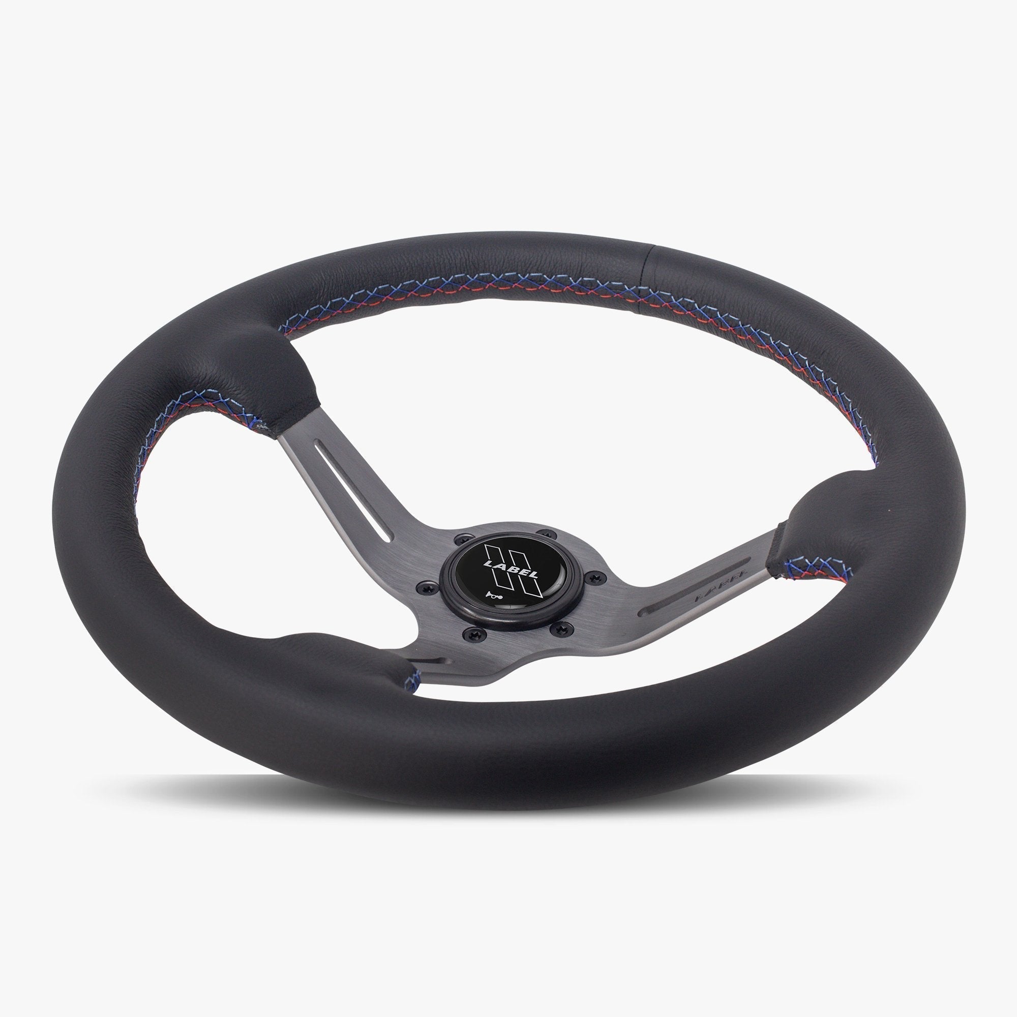 Label Gruppe Le Mans 350mm Steering Wheel | Black Leather | Graphite Spokes | Bavarian Stitch