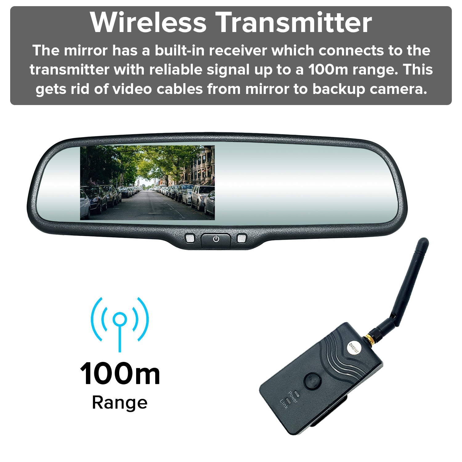 Master Tailgaters 10.5" Rear View Mirror with 4.3" LCD Screen and Wireless Transmitter | Rearview Universal Fit | Auto Adjusting Brightness LCD | Anti Glare | Full Mirror Replacement