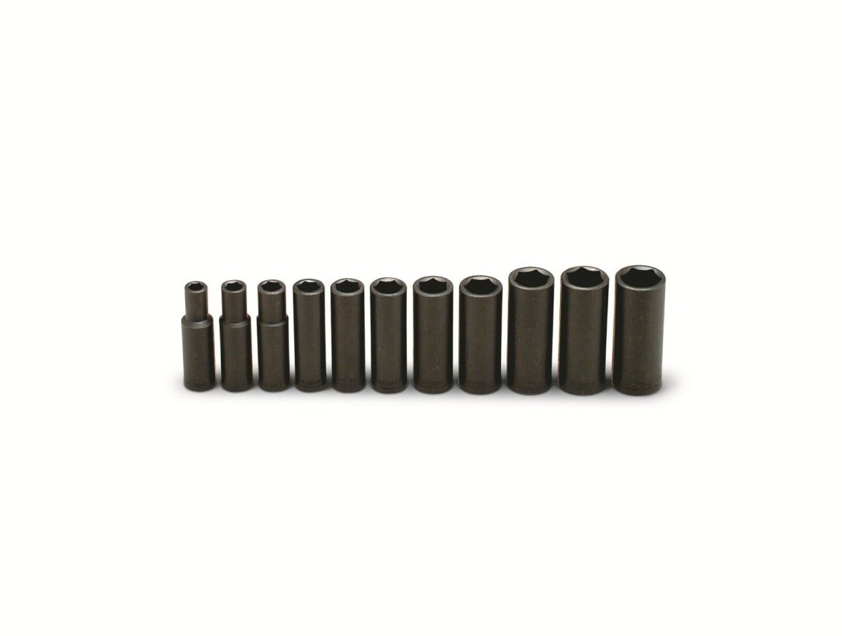 Wright Tool 6 Point Deep Impact Socket Set 11 Piece 1/2" Drive SAE 412