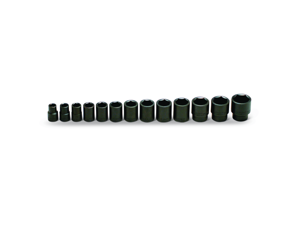 Wright Tool 6 Point Standard Impact Socket Set 13 Piece 1/2" Drive SAE 415